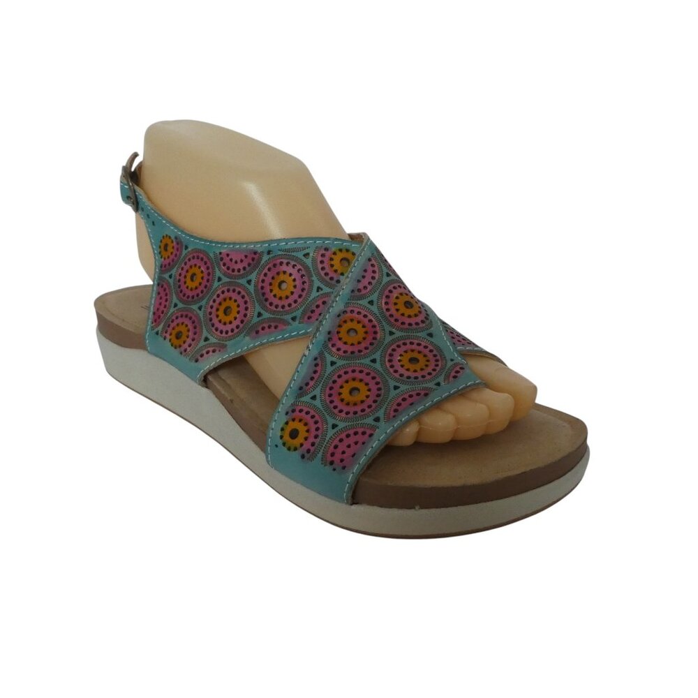 L'Artiste by Spring Step Erice Leather Open Toe Wedge Heel Sandals Women 38 US 8